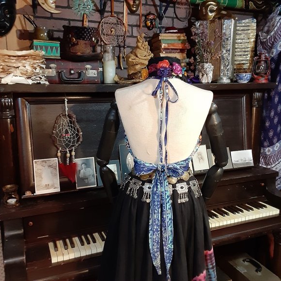 Gypsy Rose Festival Boho Hippie Halter Top - Picture 4 of 16